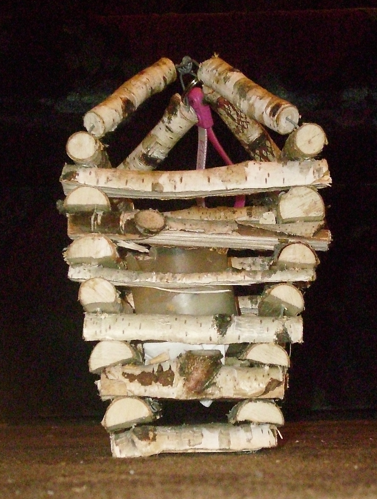 A handmade birch-bark Advent lantern, the kind Polish children carry to Roraty masses