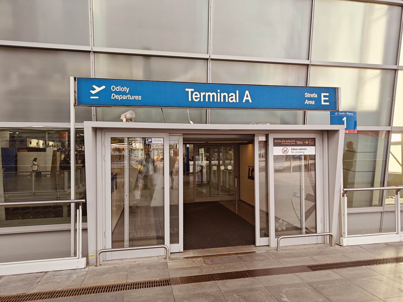 The entrance to terminal A at Warsaw Chopin Airport