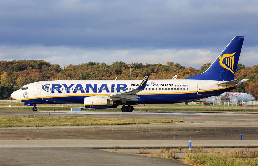 A Ryanair Boeing 737 taxiing - the carrier launches 18 new Warsaw routes in winter 2026/2027