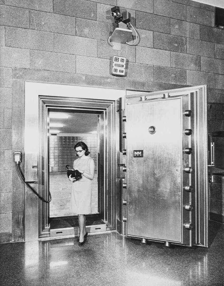 A bank vault door from 1967 - the guarantee is what stands in for one today