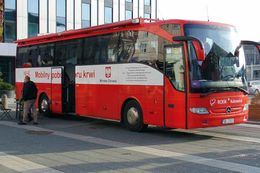 A Polish mobile blood donation bus (krwiobus) - honorary blood donors in Poland get days off work, a meal and a tax deduction