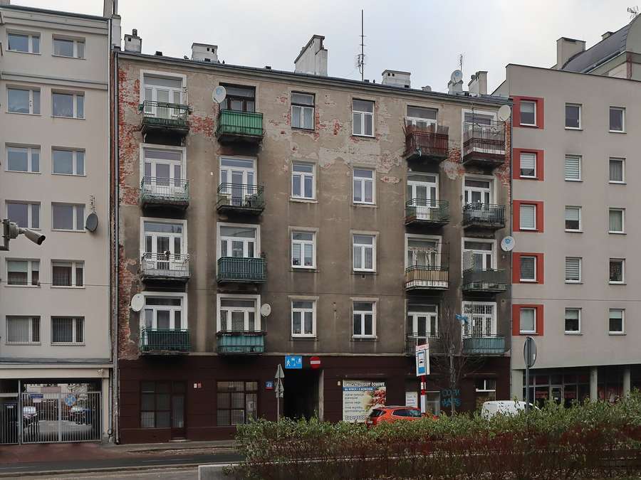 A pre-war tenement building on Wilenska Street in Warsaw, Poland
