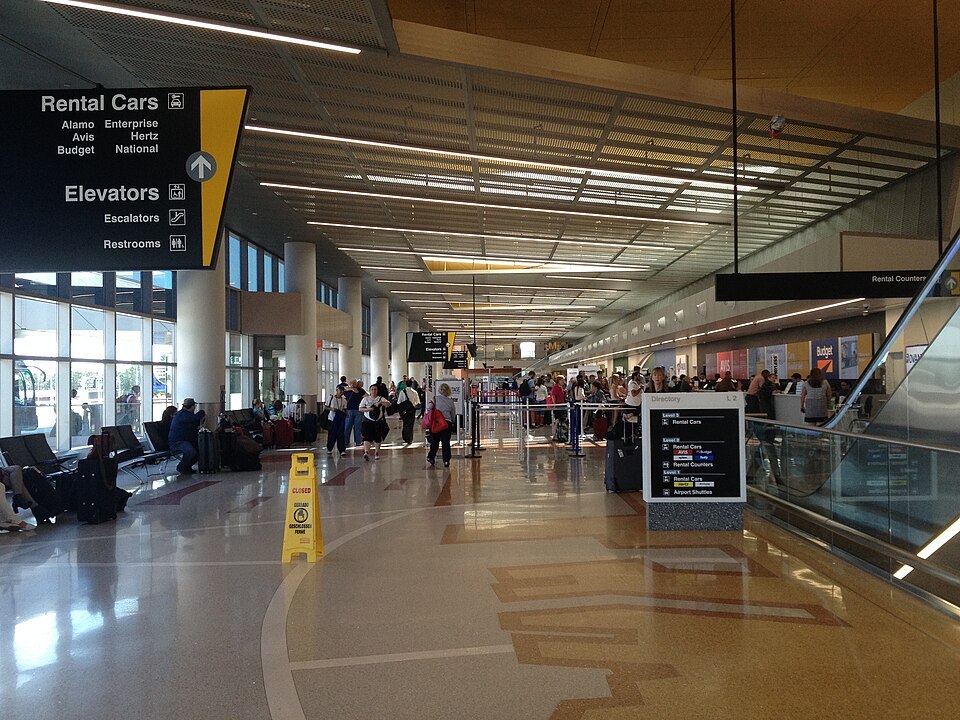Interior of the rental car centre at Boston Logan Airport photographed in August 2014