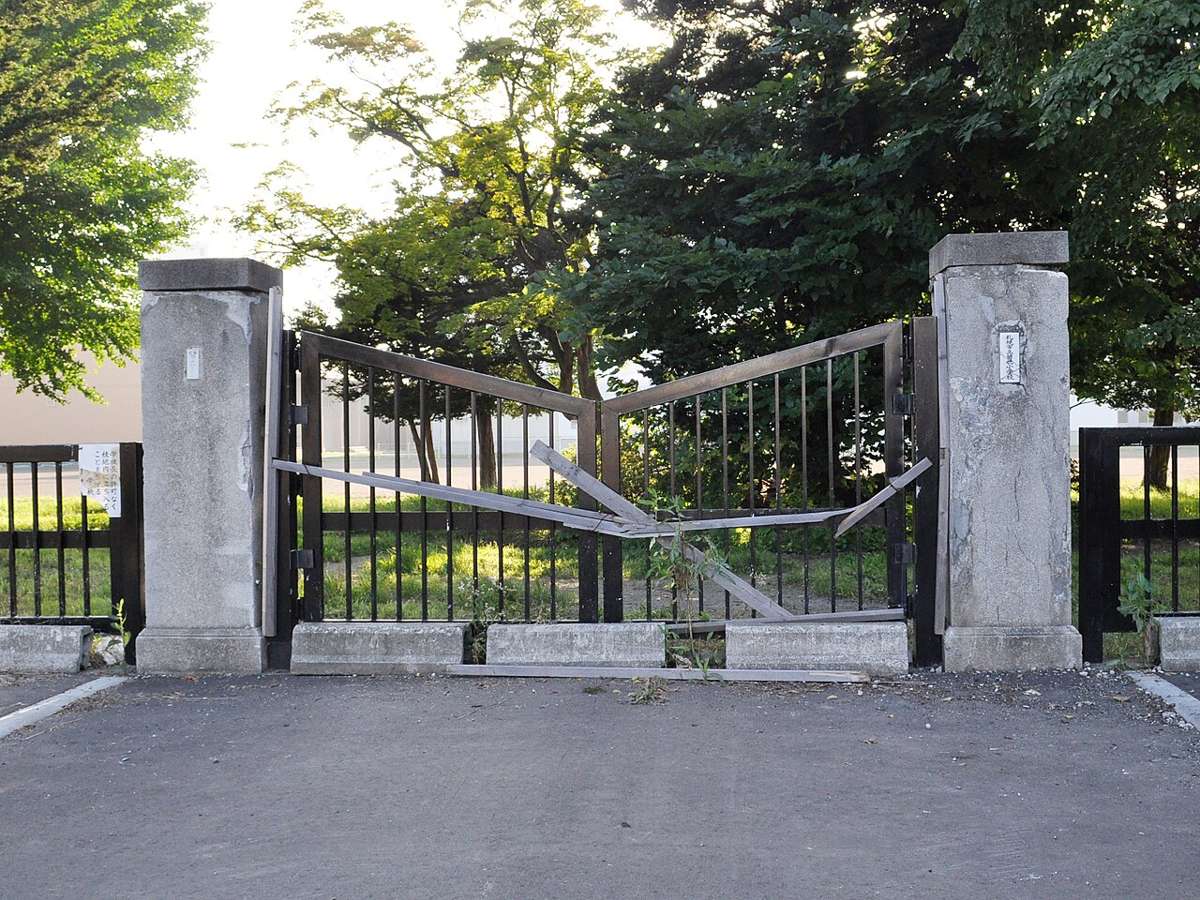 Closed school gate