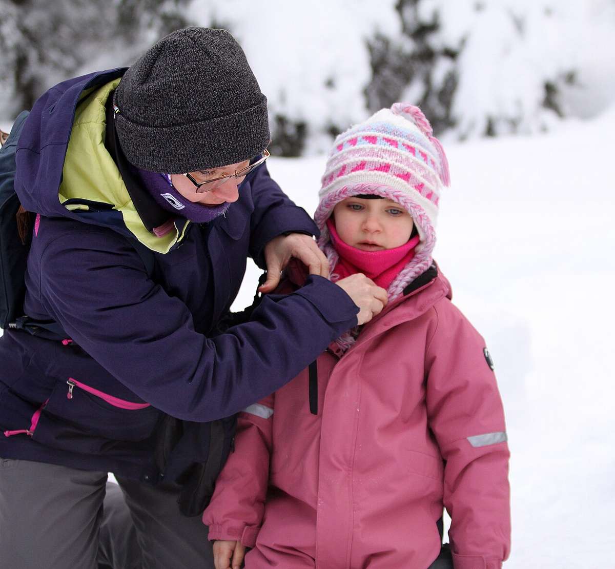 Caregiver with children at a school