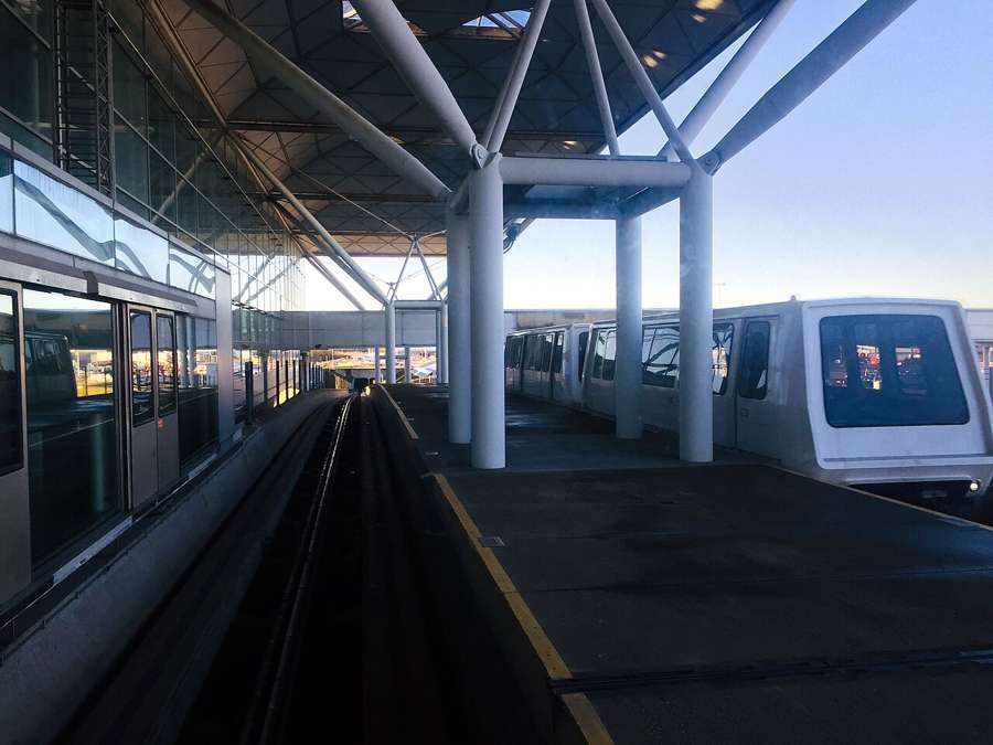 The transit station at London Stansted Airport - 60 km and a 47-50 minute train ride from Liverpool Street