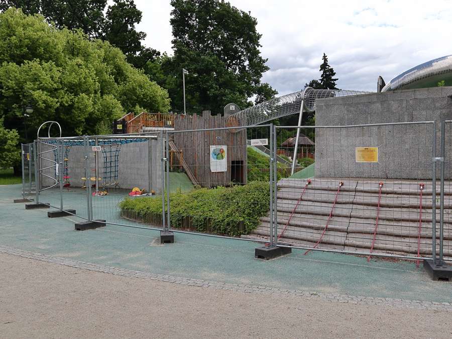 A fenced playground in Ujazdowski Park, Warsaw