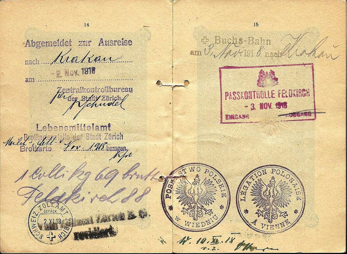 A historic Polish consular passport validation from 1918