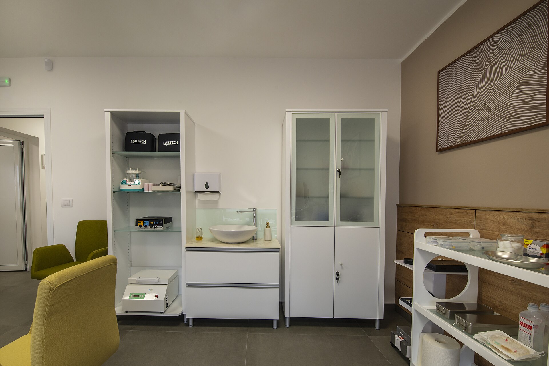 The reception area of a modern clinic