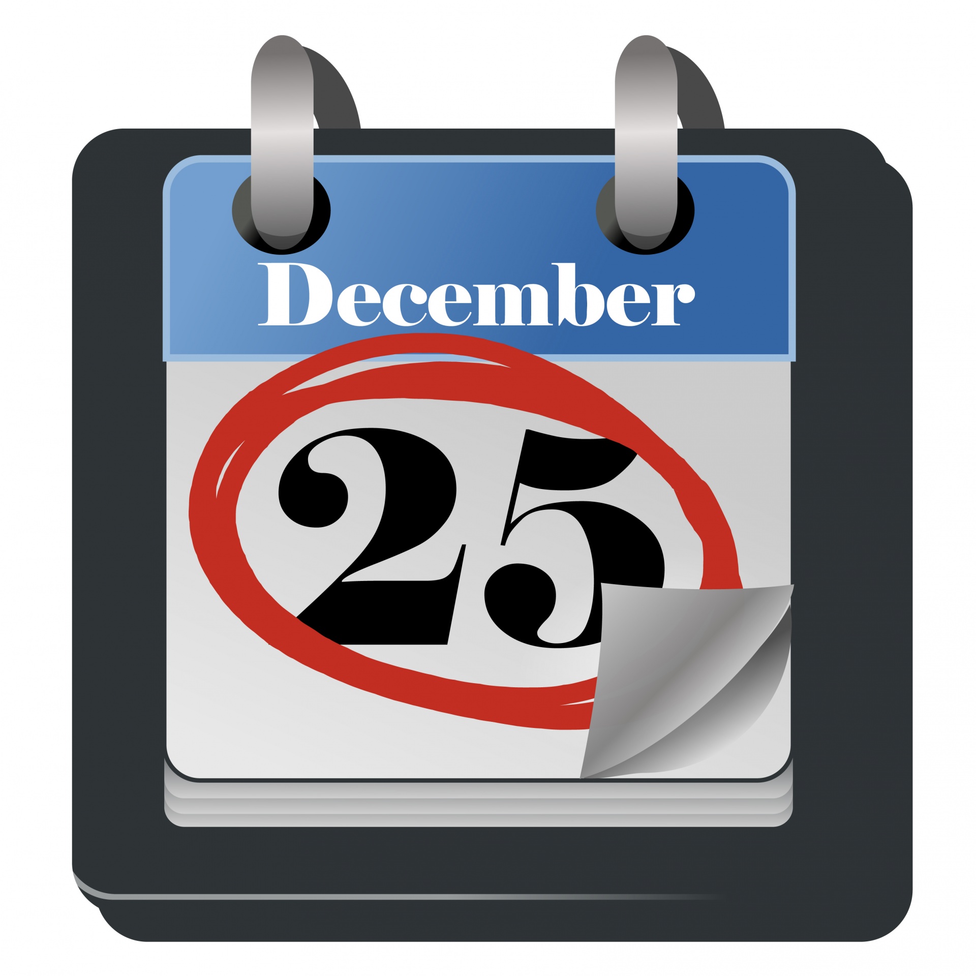 A calendar sheet marked 25 December