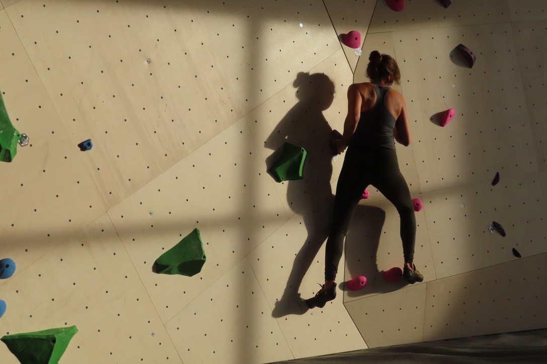 Historical indoor bouldering at the Hive in Winnipeg, August 2020