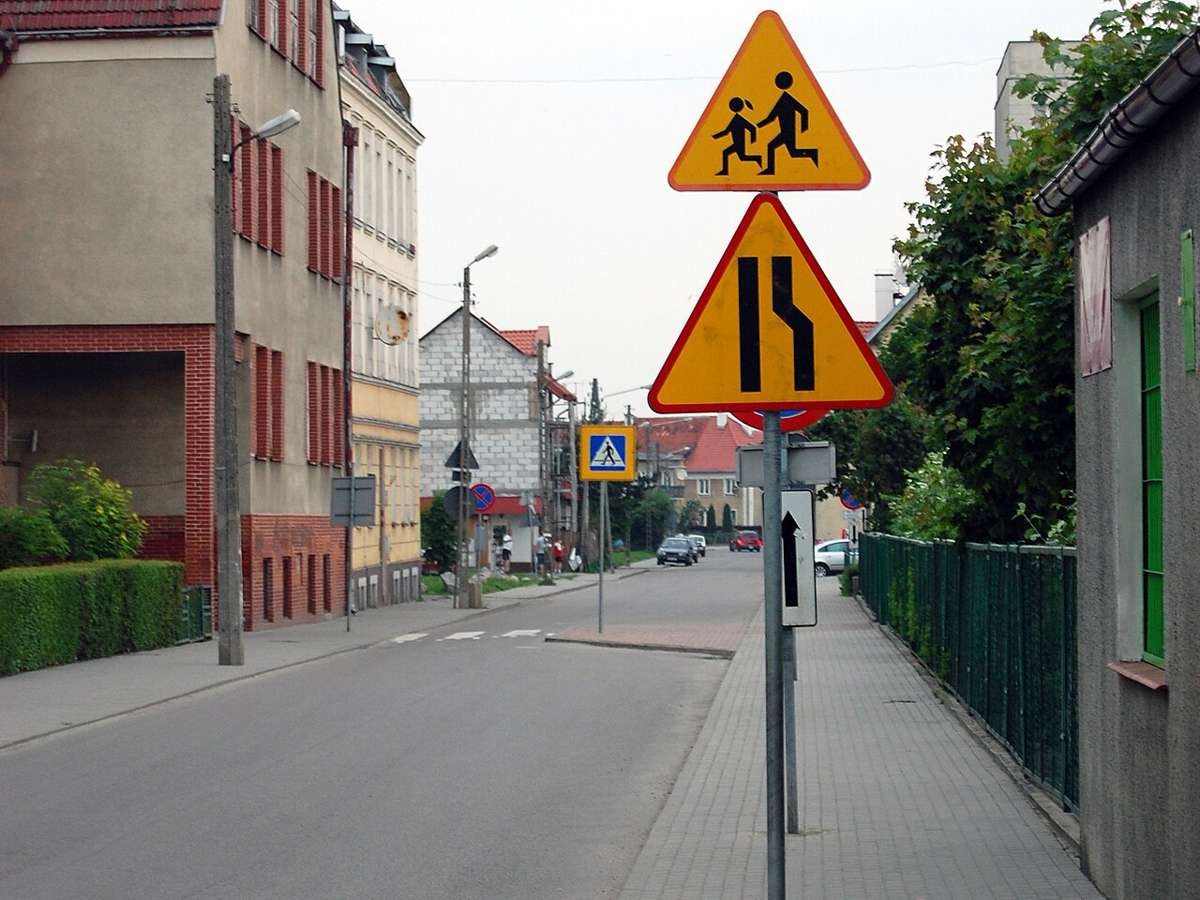 Pedestrian crossing in Braniewo, Poland