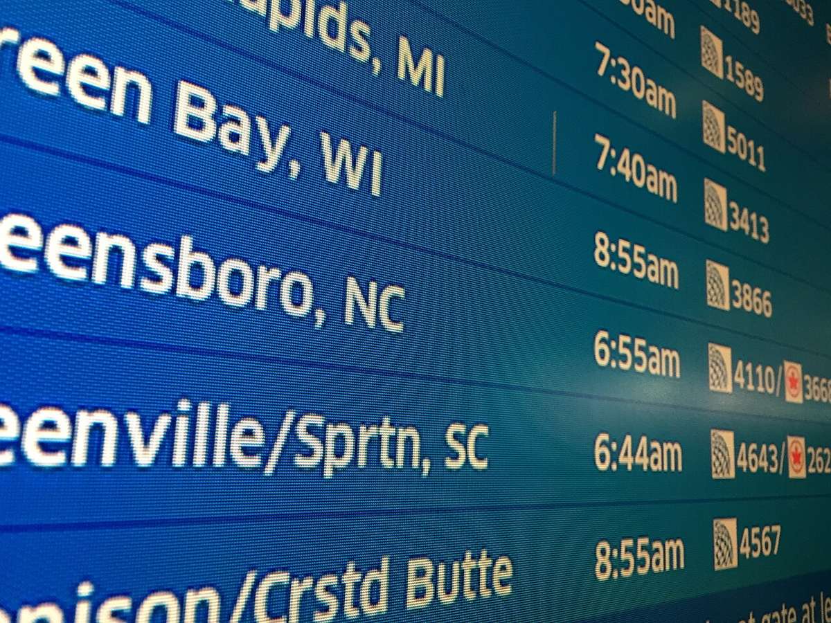 Departure board at an airport