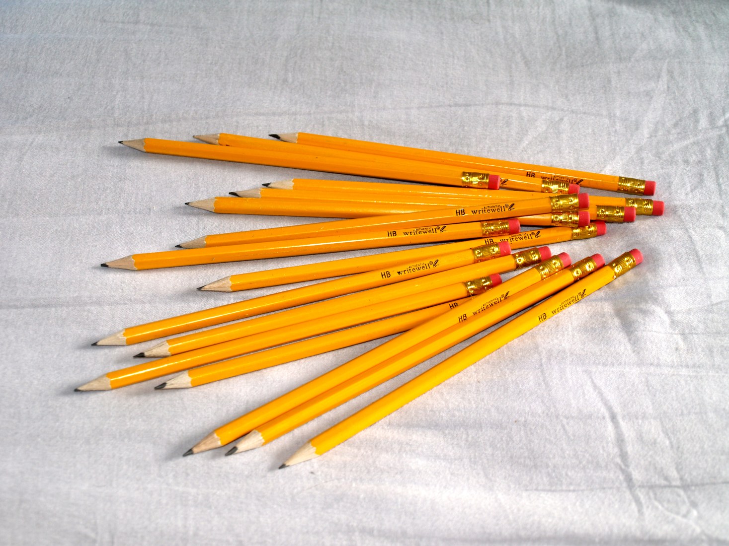 Yellow HB pencils photographed in September 2016