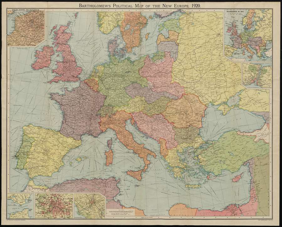A 1920 political map of Europe - the EKUZ works across the EU, EFTA and the UK