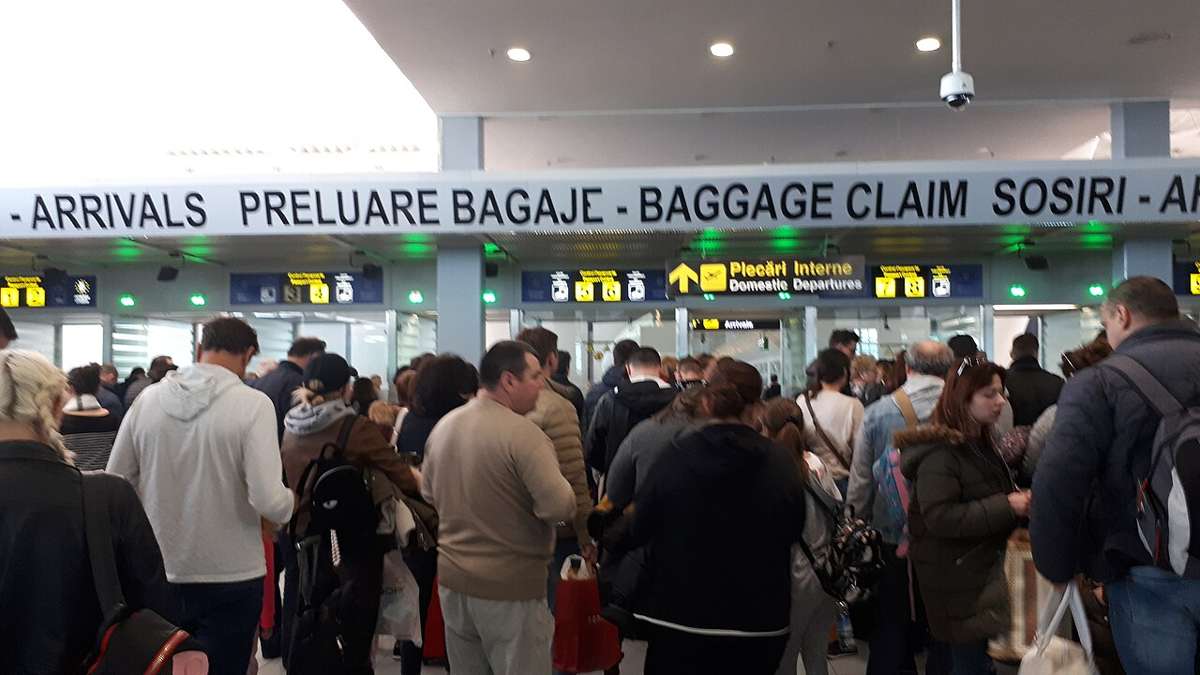 Arrivals and baggage claim at an airport