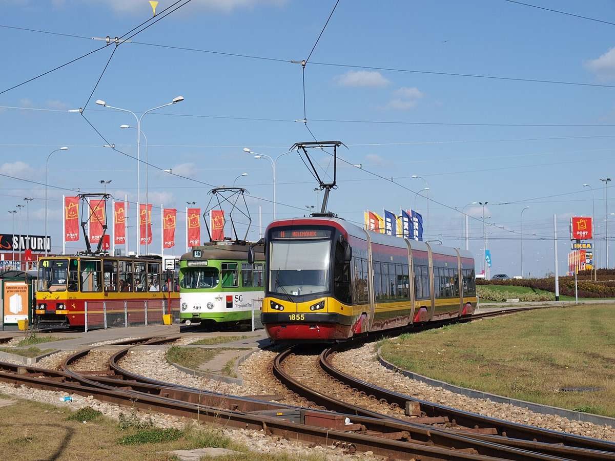 A tram at a loop in Łódź