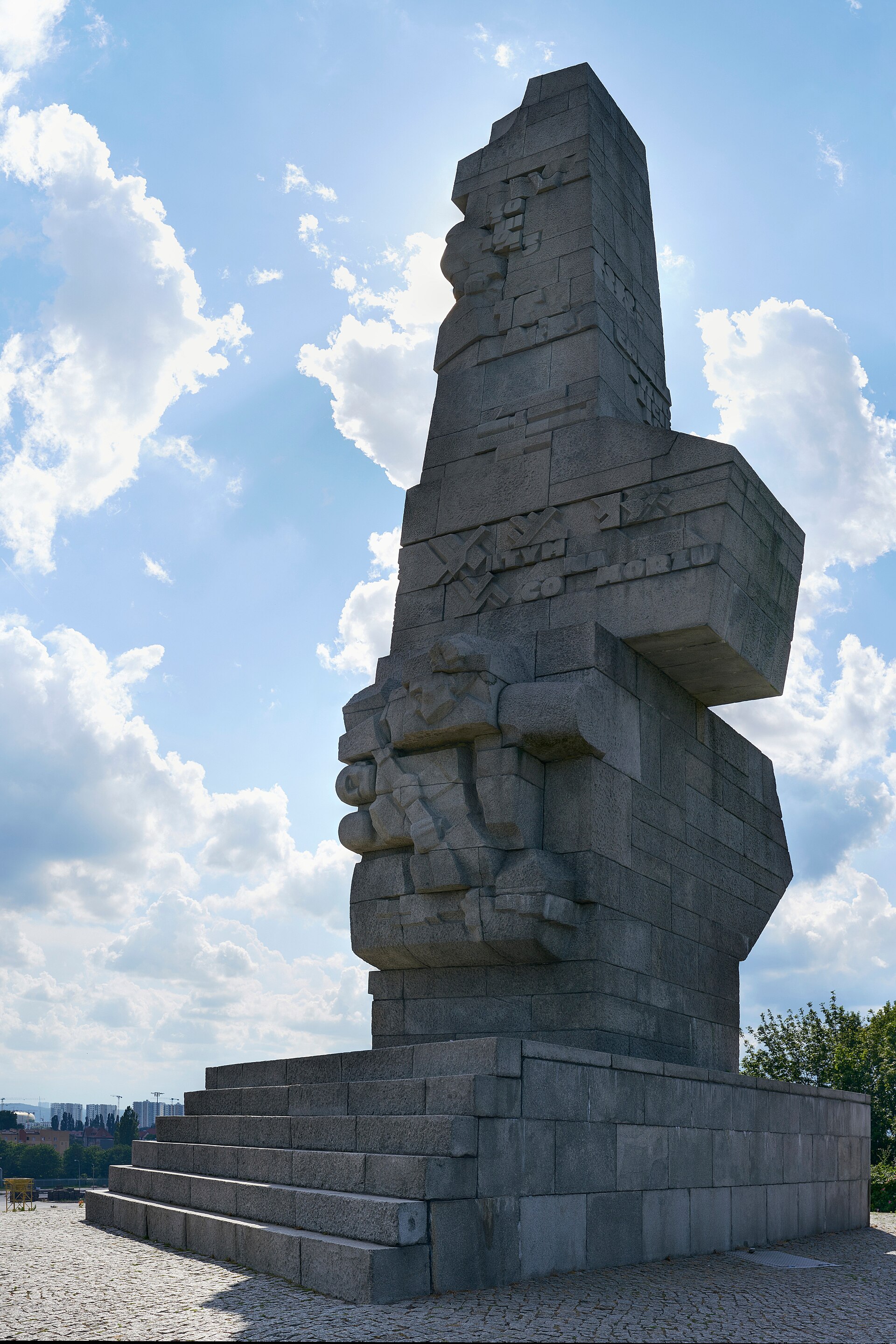 The Westerplatte monument to the Defenders of the Coast against a summer sky