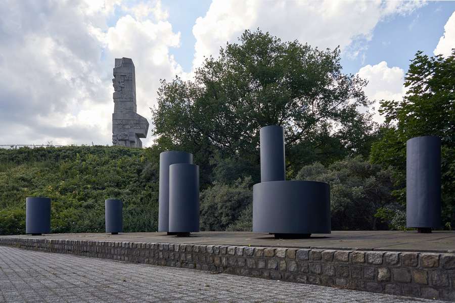 The Westerplatte monument to the Coast Defenders above the memorial pillars
