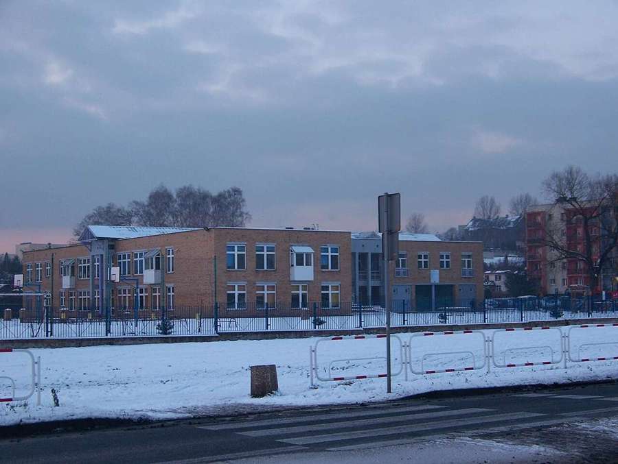 A primary school building in Ruda Slaska in winter