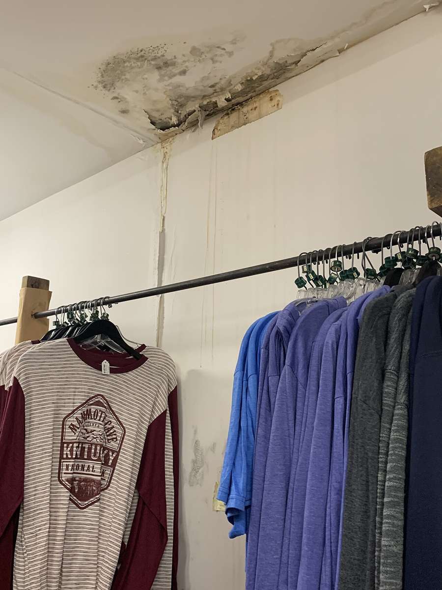 Water damage on a ceiling