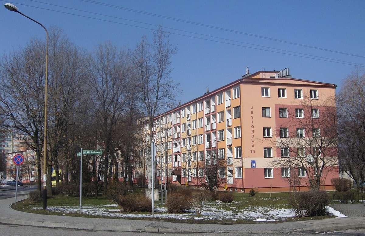 Apartment block on a housing estate in Bielsko-Biała