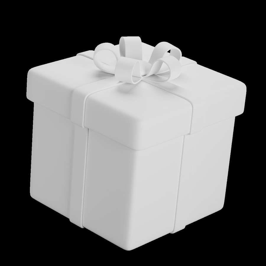 A stylised wrapped gift box