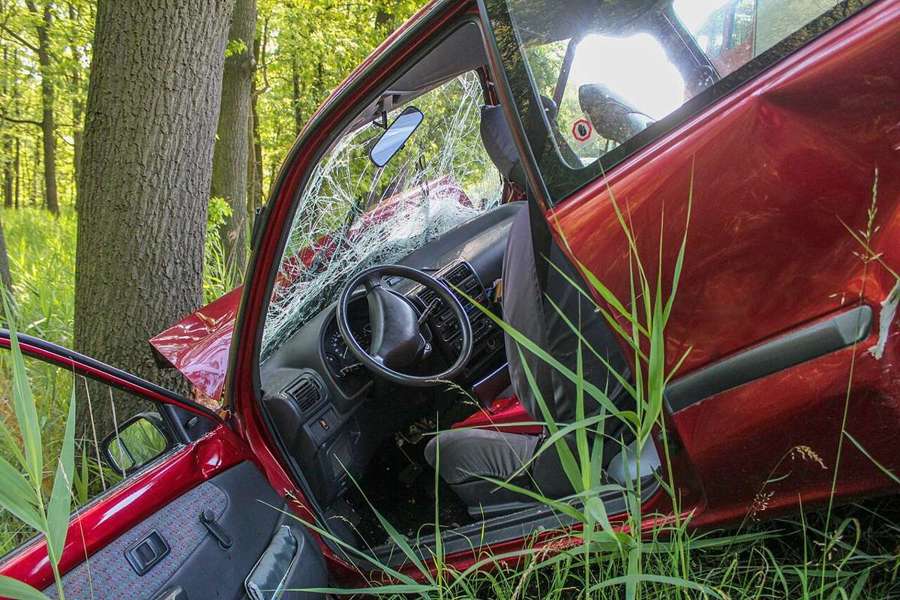 Car damaged in a collision, illustrative