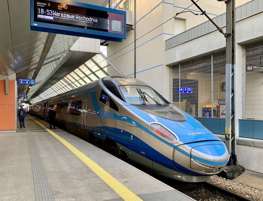 PKP Intercity Pendolino train at Krakow Glowny station