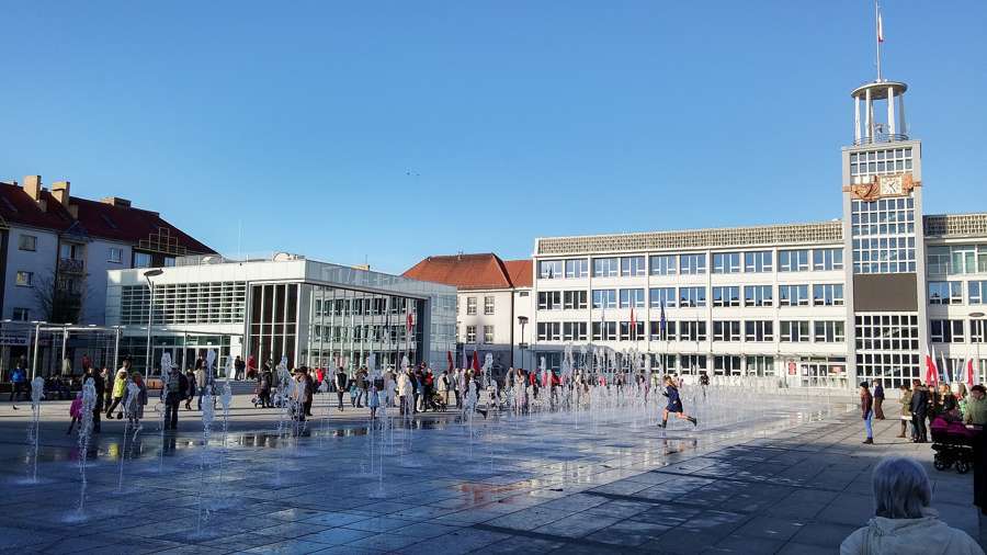 The Rynek Staromiejski in Koszalin with its ground fountains