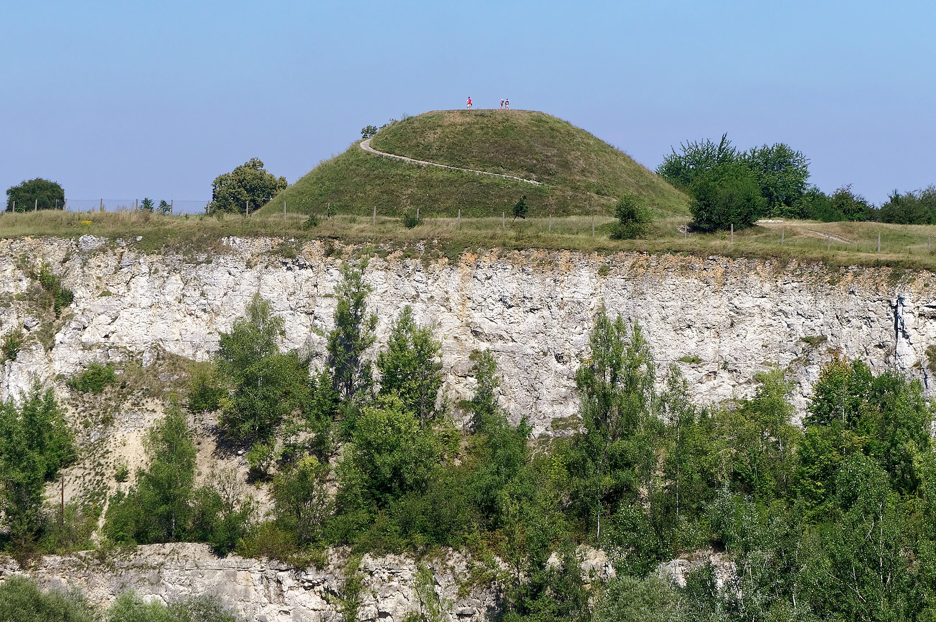 Krakus Mound rising above the former Liban quarry in Podgórze, Kraków