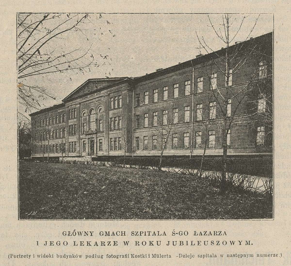 Historic hospital building in Warsaw