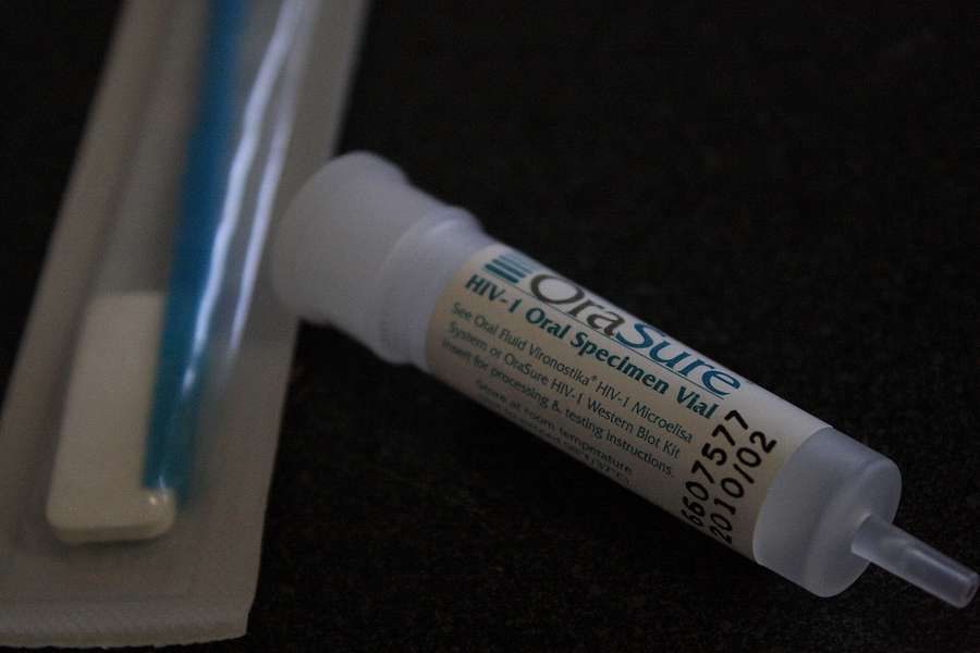 An OraSure HIV-1 oral specimen vial - rapid HIV testing is free and anonymous at Warsaw's PKD points
