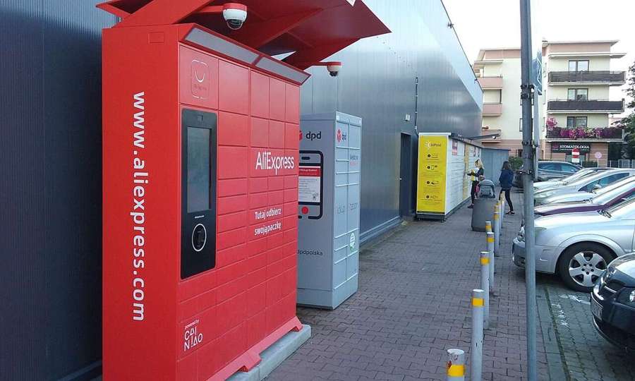 A parcel locker in Tomaszów Mazowiecki, Poland