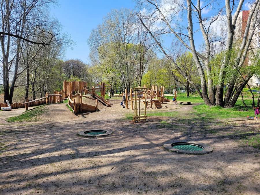 A neighbourhood playground in Warsaw - where weekend playdate friendships begin
