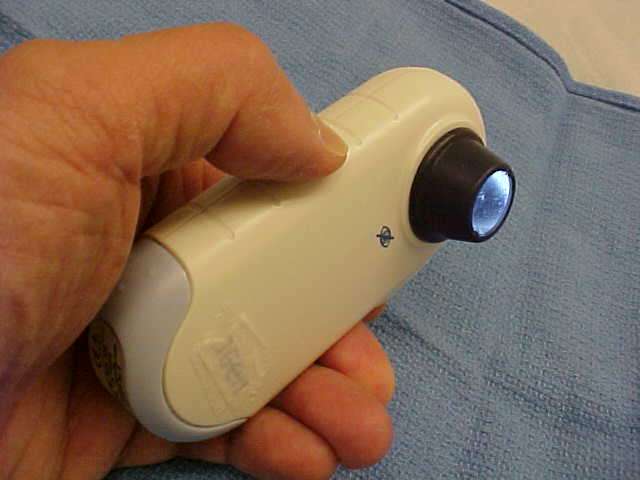 A dermatoscope used for skin examination