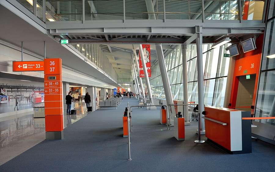 Departures hall of Terminal A at Warsaw Chopin Airport