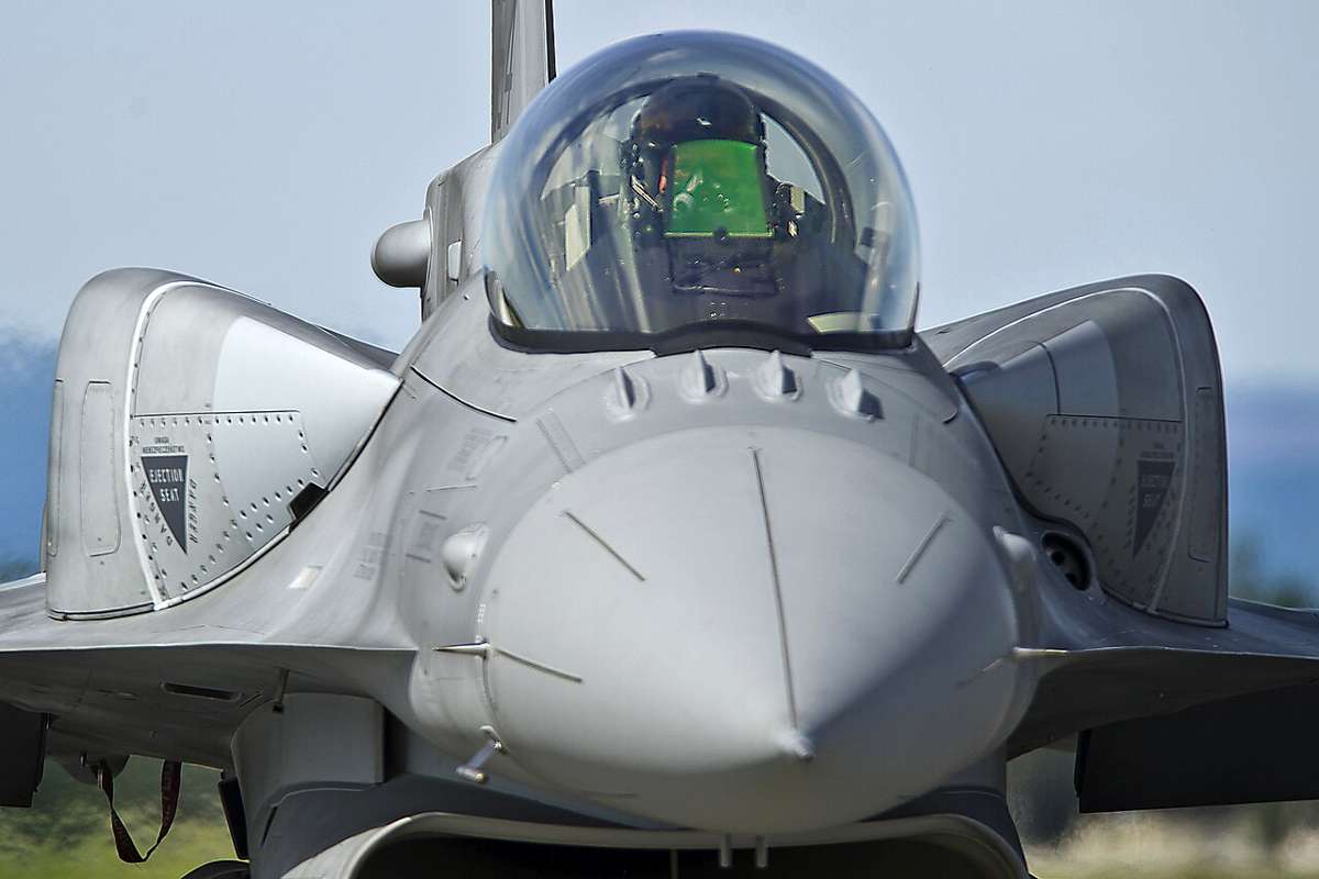 Polish Air Force F-16 on a runway