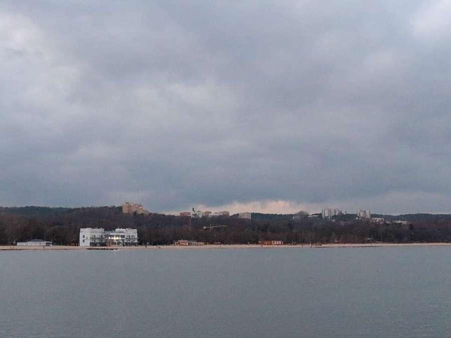 The Baltic shore at Sopot under a cloudy sky