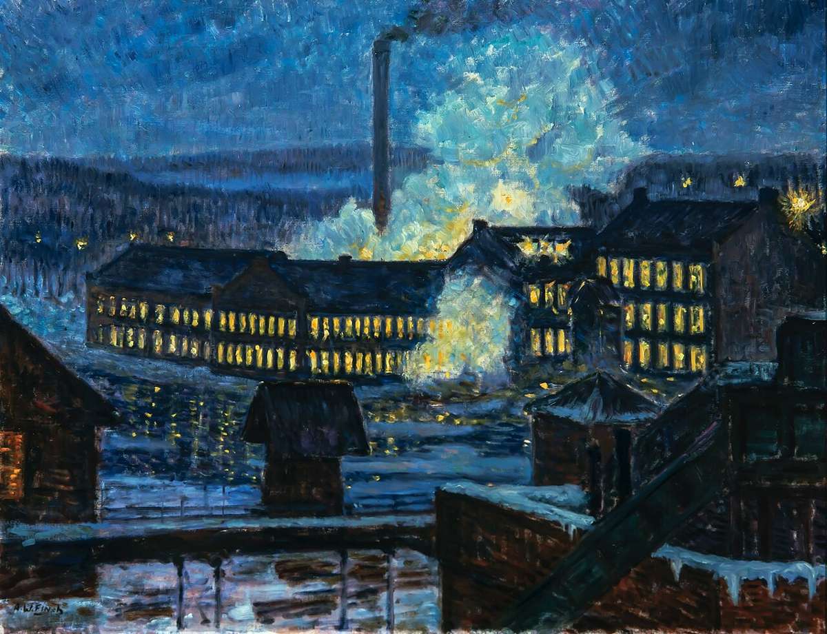 Night view of a factory