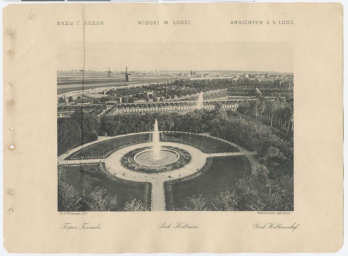 Historic view of Park Hellenów in Łódź