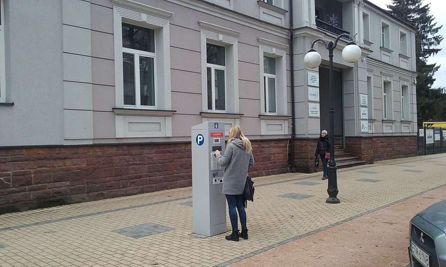Solar parking meter in Tomaszow Mazowiecki, illustrative