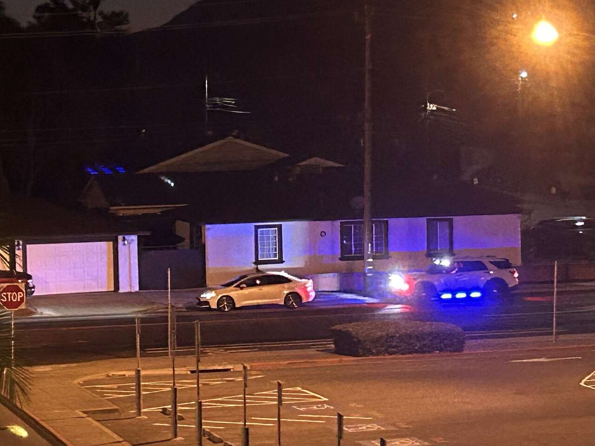 Traffic stop by a police vehicle