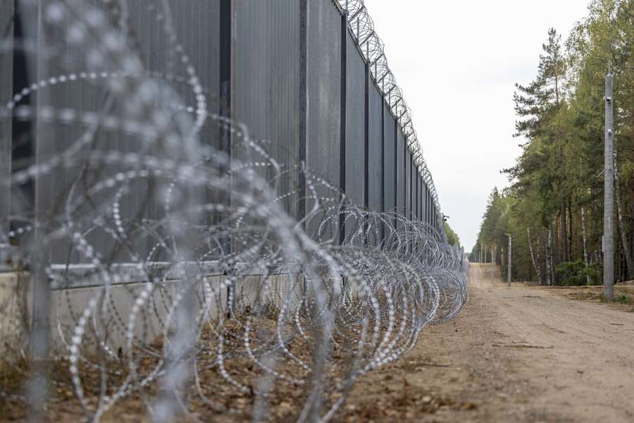 The steel barrier on Poland's border with Belarus, built in 2022 during the migration crisis