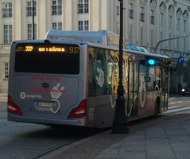 Historical BYD electric bus in Warsaw in November 2014