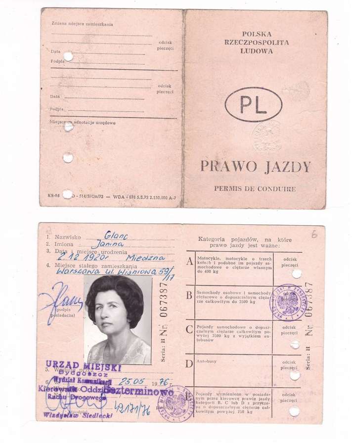 Old Polish driving licence from 1976