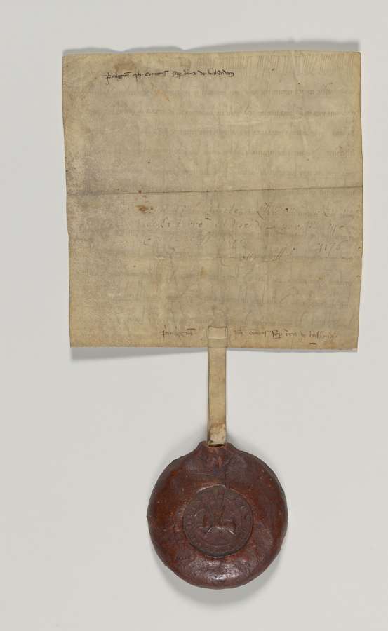 Parchment document with a large wax seal - the medieval ancestor of today's notarial deed