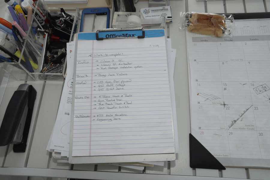 A desk with a handwritten list and a calendar showing dates