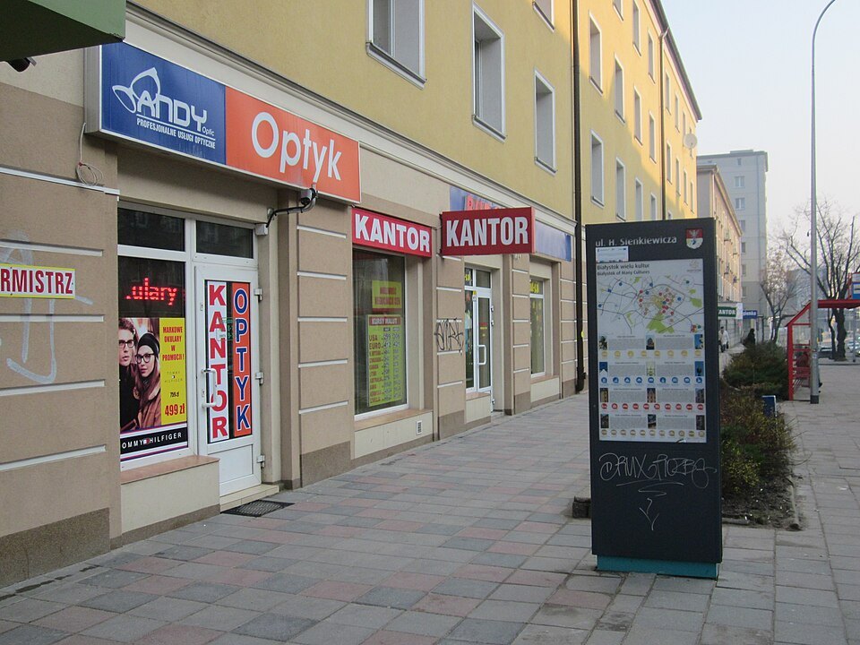 Optician shopfront in Bialystok in March 2014