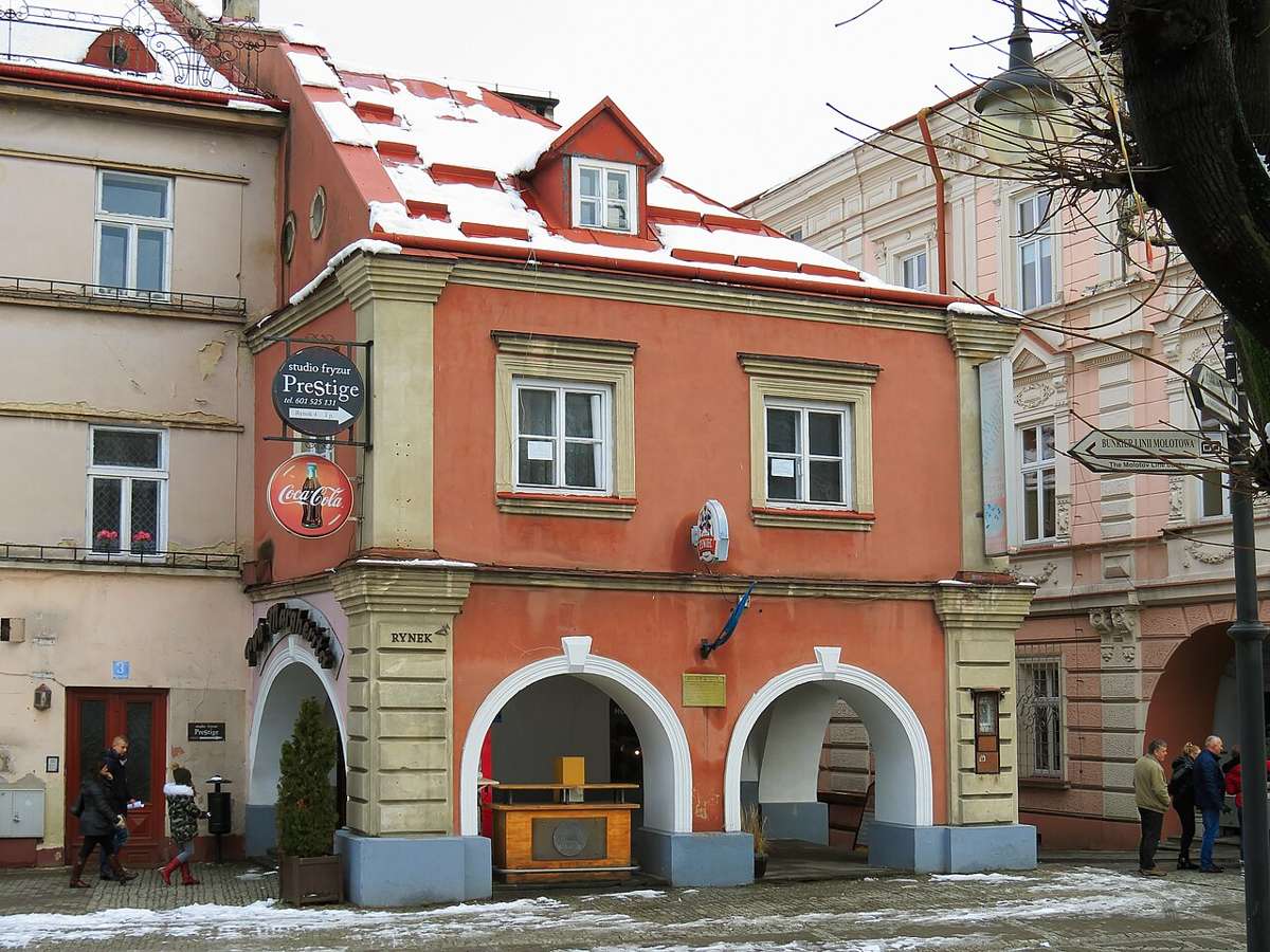 Colourful townhouses on the market square in Przemyśl